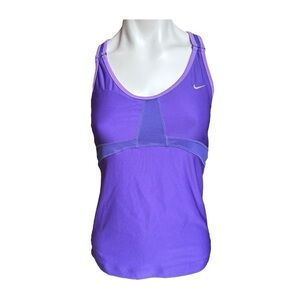 Nike Dri Fit Dedication Tank Top Purple Shelf Bra Support Racer Back Womens M